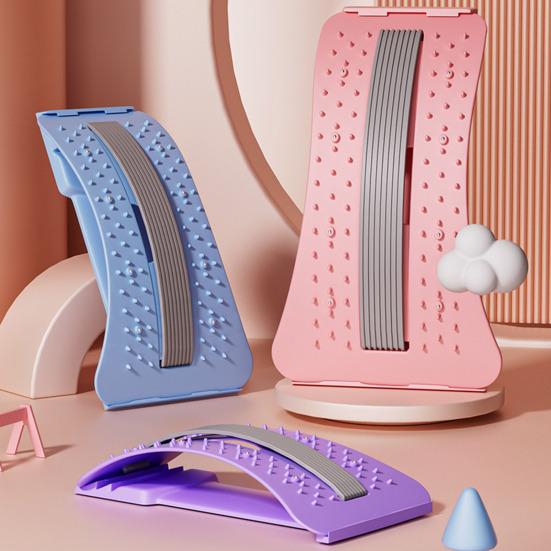 Back Stretcher Waist Trainer Adjustable Cervical Spine Lower Back Neck Pain Relief Massager Cushion Arch Lumbar Back Cracker Board Stretching Device