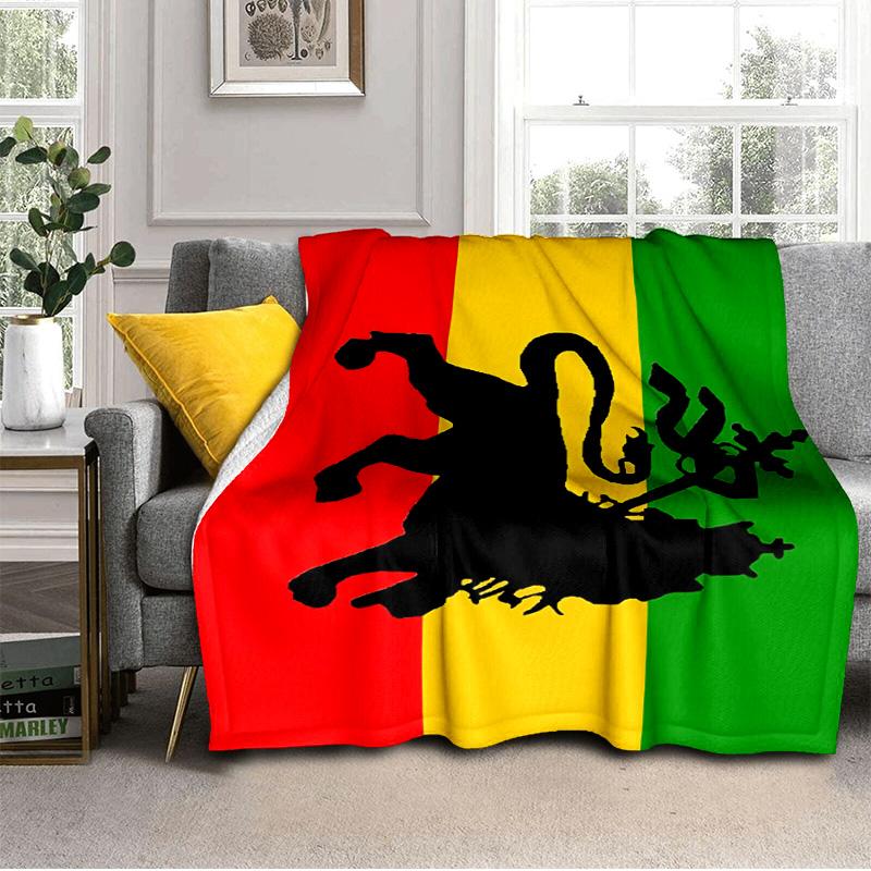 Ethiopian Flag With Lion And Stars Blanket Suitable for Sofas, Beds, Offices, And Camping - Perfect Gift for Halloween Christmas