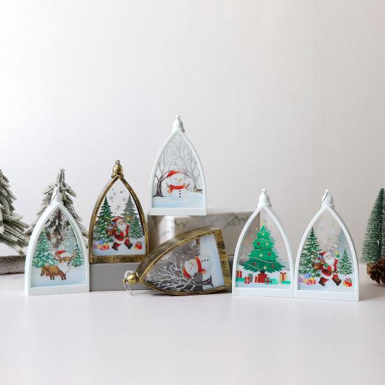 Винтажное Рождественское Украшение Дом Форма Санта Клаус Олень Снеговик Статуэтка Ночник Светящееся Украшение