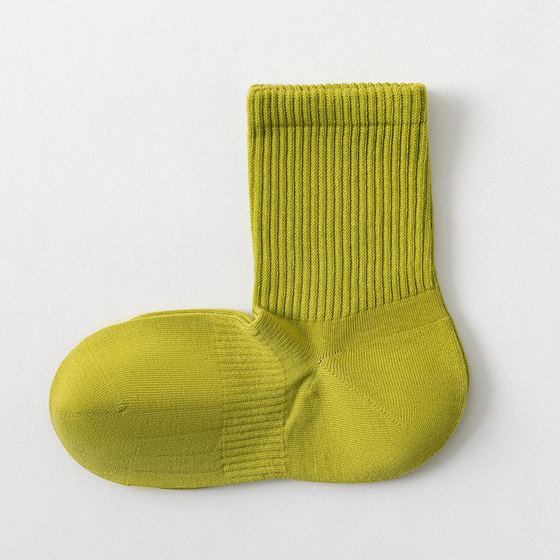 Женские осенне-зимние носки до середины икры, хлопковые носки с прямым углом, однотонные спортивные бесшовные длинные носки до икры, полностью хлопковые носки