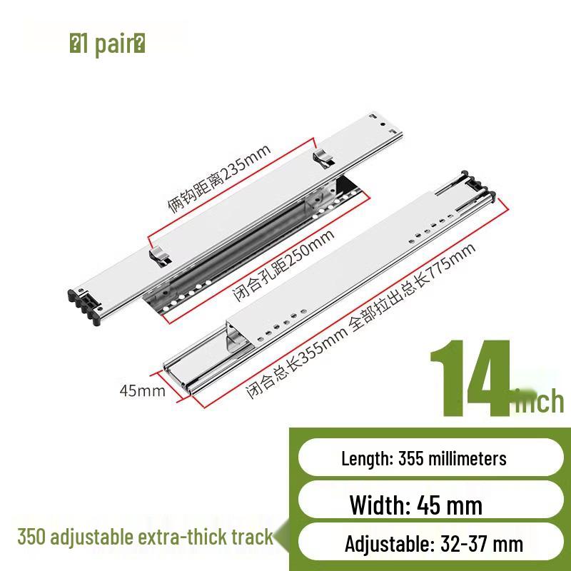 Kitchen Threesection Slide Drawer Adjustable Pullout Basket Rail For Cabinets