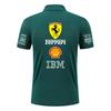 Женская поло-рубашка Ferrari F1 Racing Классический принт с логотипами спонсоров С коротким рукавом С воротником Топ для автоспорта