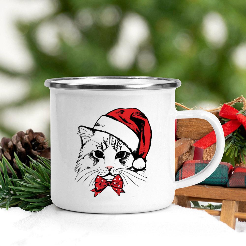 Santa Hat Animal Dog Cat Print Creative Coffee Cup Camping Mug Kawaii Unusual Tea Cup Friends Drinkware Cups To Sublimate Cupshe