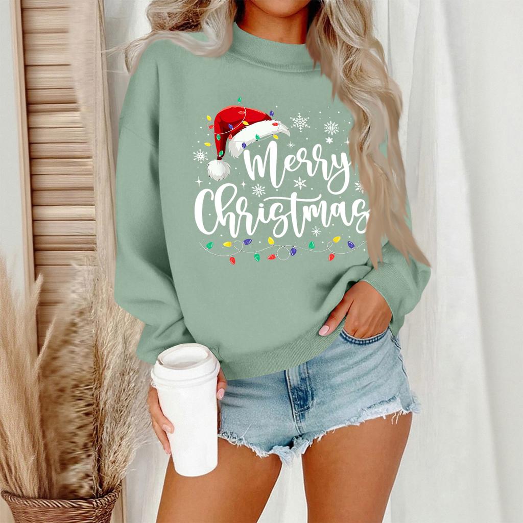 Women's Casual Fashion Round Neck Long Sleeve Christmas Printed Sweatshirt