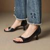 Women's Elegant Open Toes Square Head Slim Heel Sandals  Summer Fashion Comfortable Breathable Slip on Cool Pumps