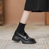 Spring and Autumn Black Wind with Small Leather Shoes Platform College Single Shoes Women