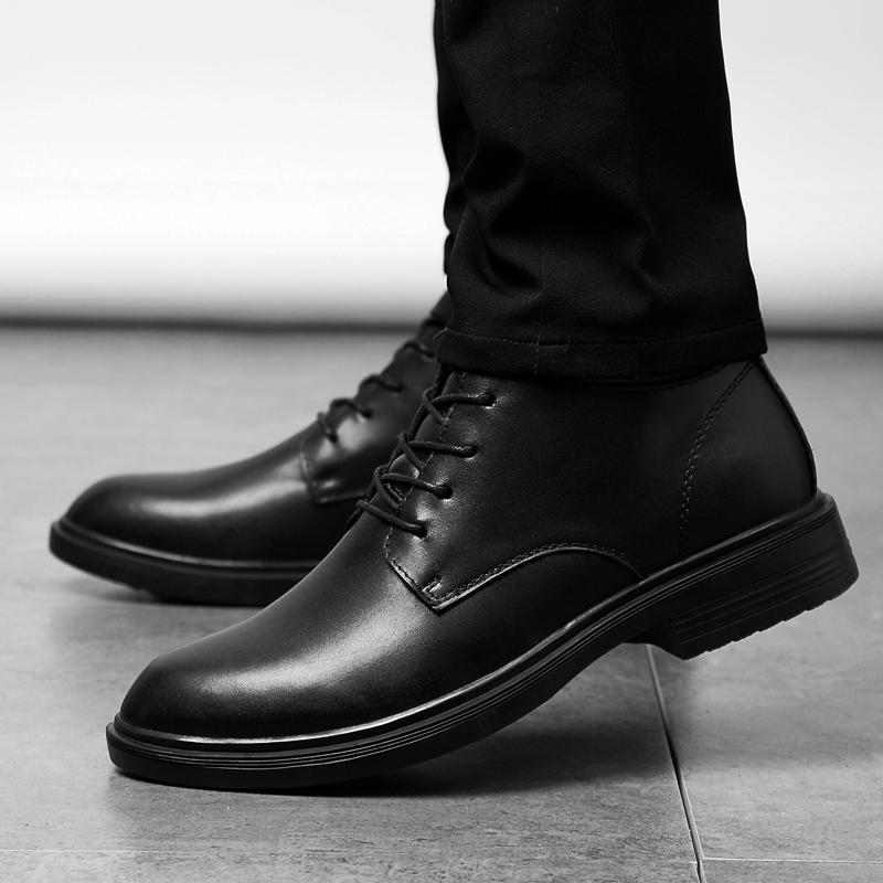 High Quality Genuine Leather Business Shoes High-top Men's Ankle Boots Luxury Brand Retro Winter Plush Snow Boots Man Warm Shoes