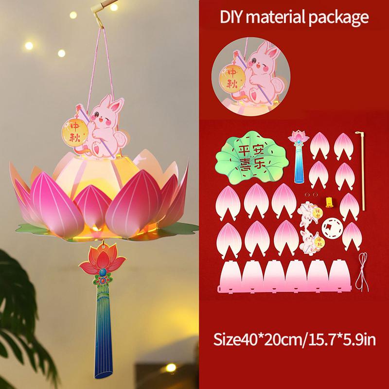 Mid-Autumn Festival Lanterns Diy Palace Lanterns Material Package Hand-Held Flower Lanterns Party Atmosphere Glowing Props Gifts
