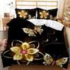 Golden Butterfly Duvet Cover Set King Queen Size Pretty Blue Butterfly Bedding Set Women 2/3Pcs Polyester Comforter Cover