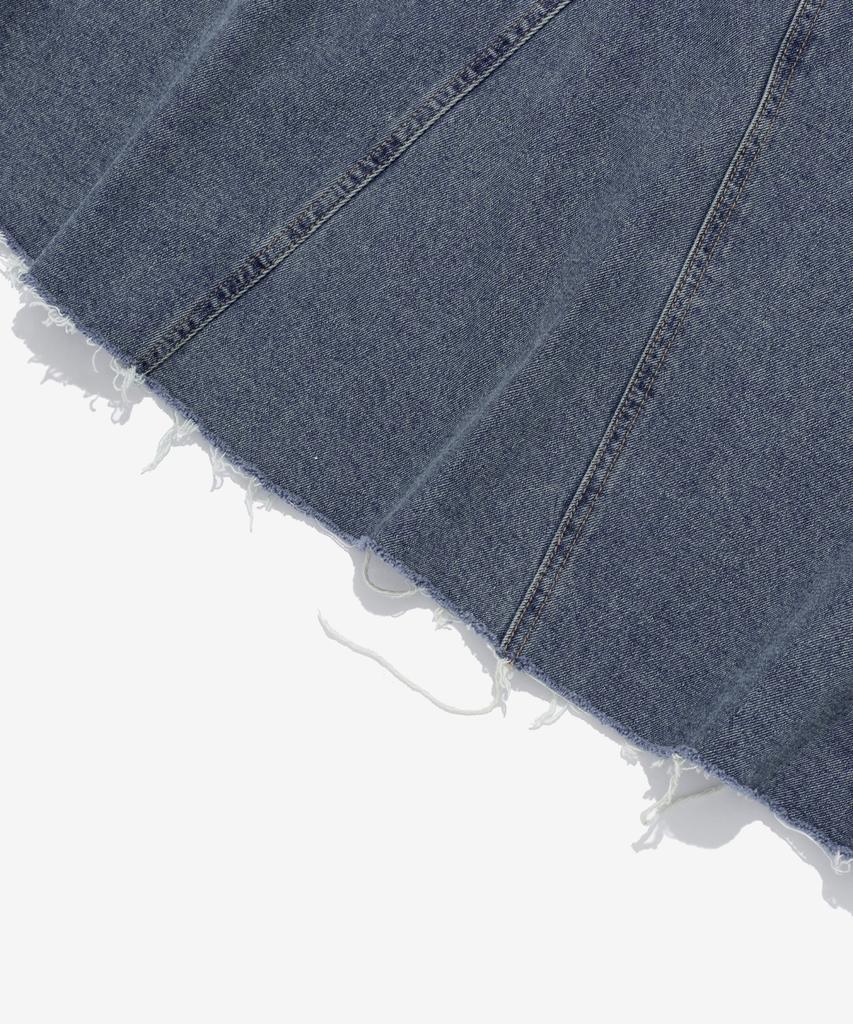 Road Road Maxi Denim Cutoff A-Line Long Skirt (Medium Blue)