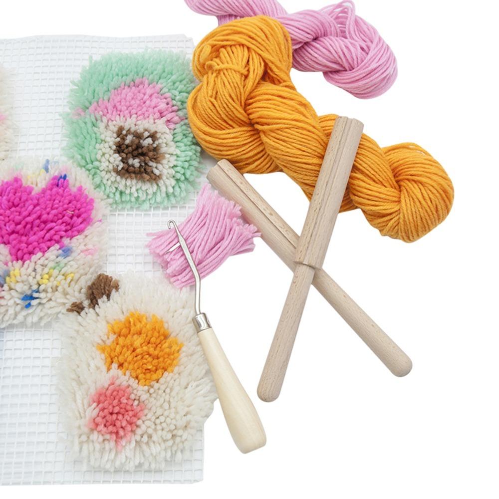 Tool Wooden Latch Hook Rug Yarn Tool Yarn Cutter Segmental Embroidery Tool Rug Carpet Latch Hook