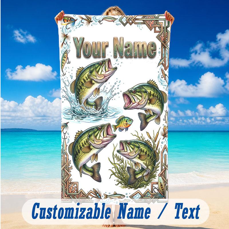 Adventure Journey Theme Beach Towel Personalized Custom Name & Text Soft Quick Dry Beach Towel for Swimming Travel