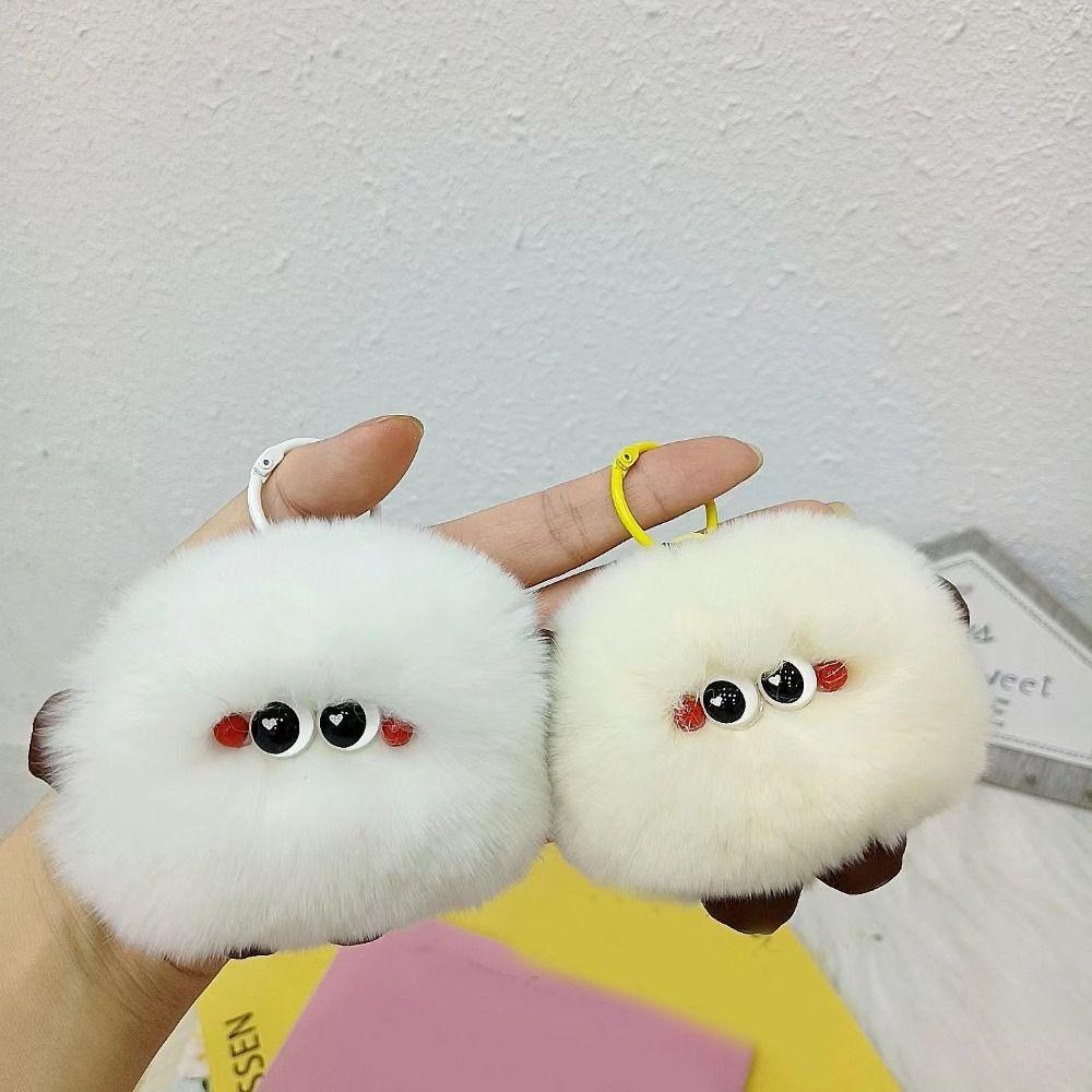 Stuffed Imitation Rabbit Fur Keychain Furry Plush Doll Keychain Funny Car Keyring  Jewelry Gift