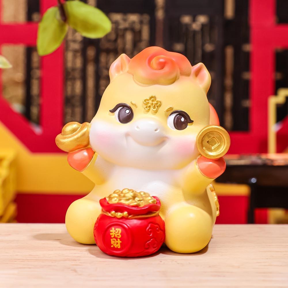 Resin Zodiac Horse Ornament Cartoon Desktop Decoration Traditional Horse Year Mascot Gift