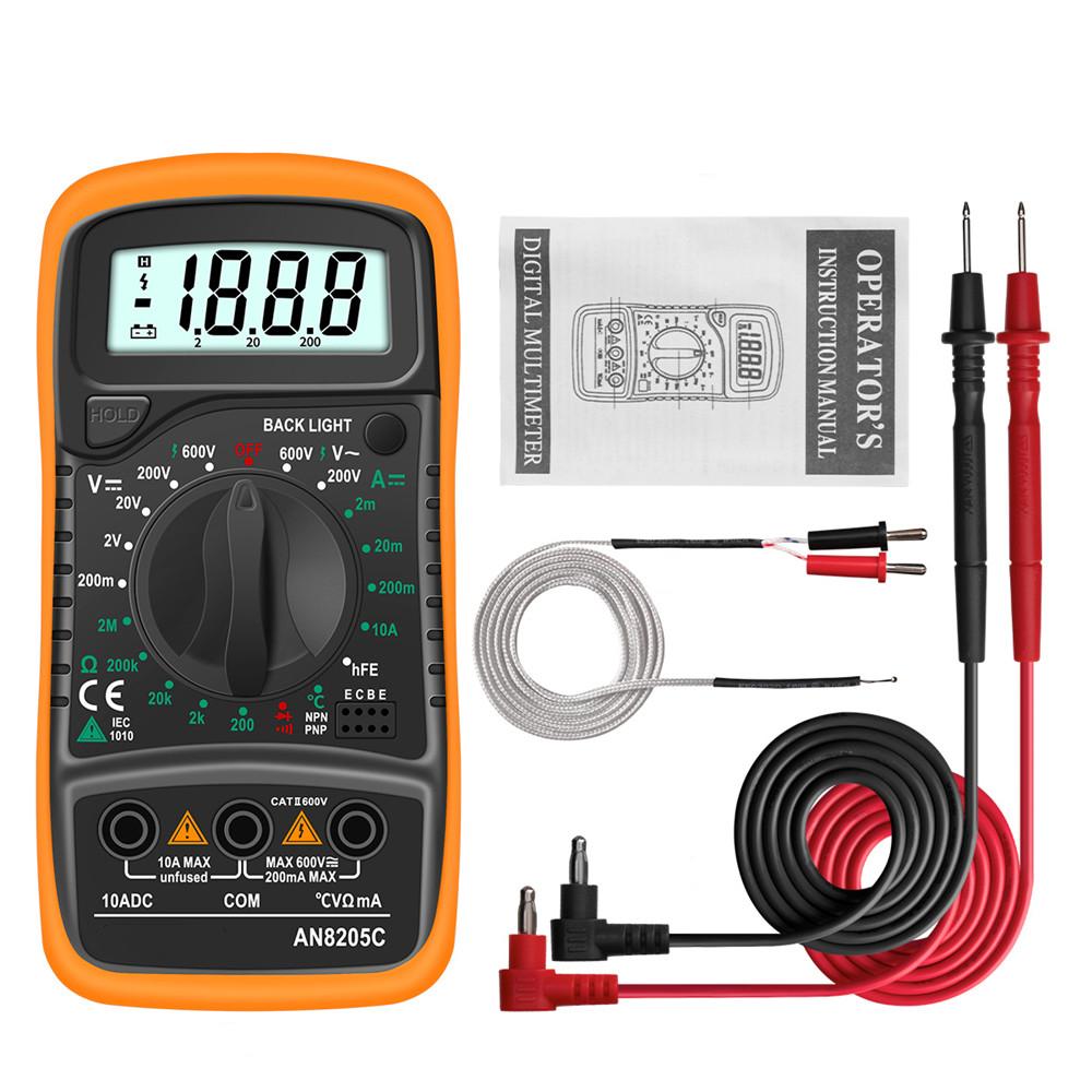 AN8205C Digital Multimeter AC/DC Ammeter Voltage Ohm Tester with Thermocouple LCD Backlight Multimeter