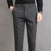 Летние тонкие брюки в клетку для формального платья, мужские, приталенные, для бизнеса, работы, офиса, вечеринки, Корея, узкие, повседневные брюки, мужские