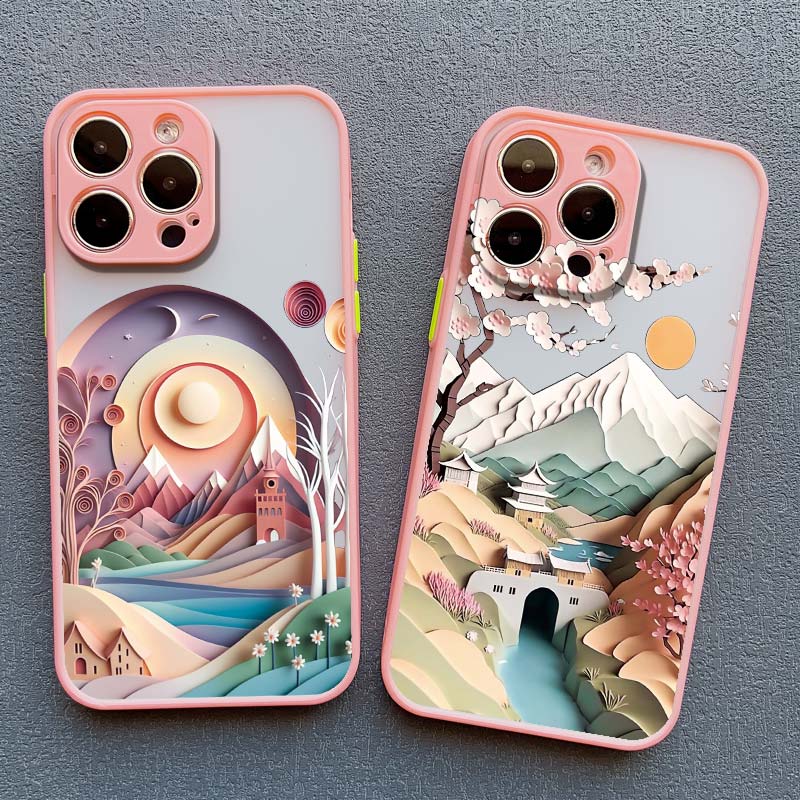 2D печать с изображением пейзажа Чехол для телефона Для iPhone 16 14 Pro 13 Mini 15 7 8 Plus SE2 XS X XR 12 Pro Max Креативная задняя крышка с горами