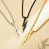Men Pendant Necklace Unisex Chain Solid Color Thunder Flash Shape Neck Decoration Hip Hop