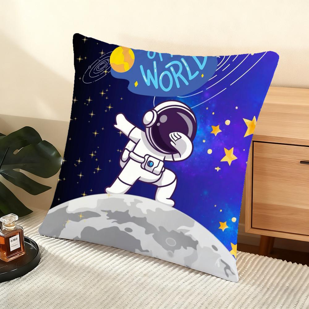 Cartoon Astronaut Rocket Cushion Cover Soft Short Plush Pillow Cover Smooth Cozy Texture Aesthetic Cushion Case Home Decor