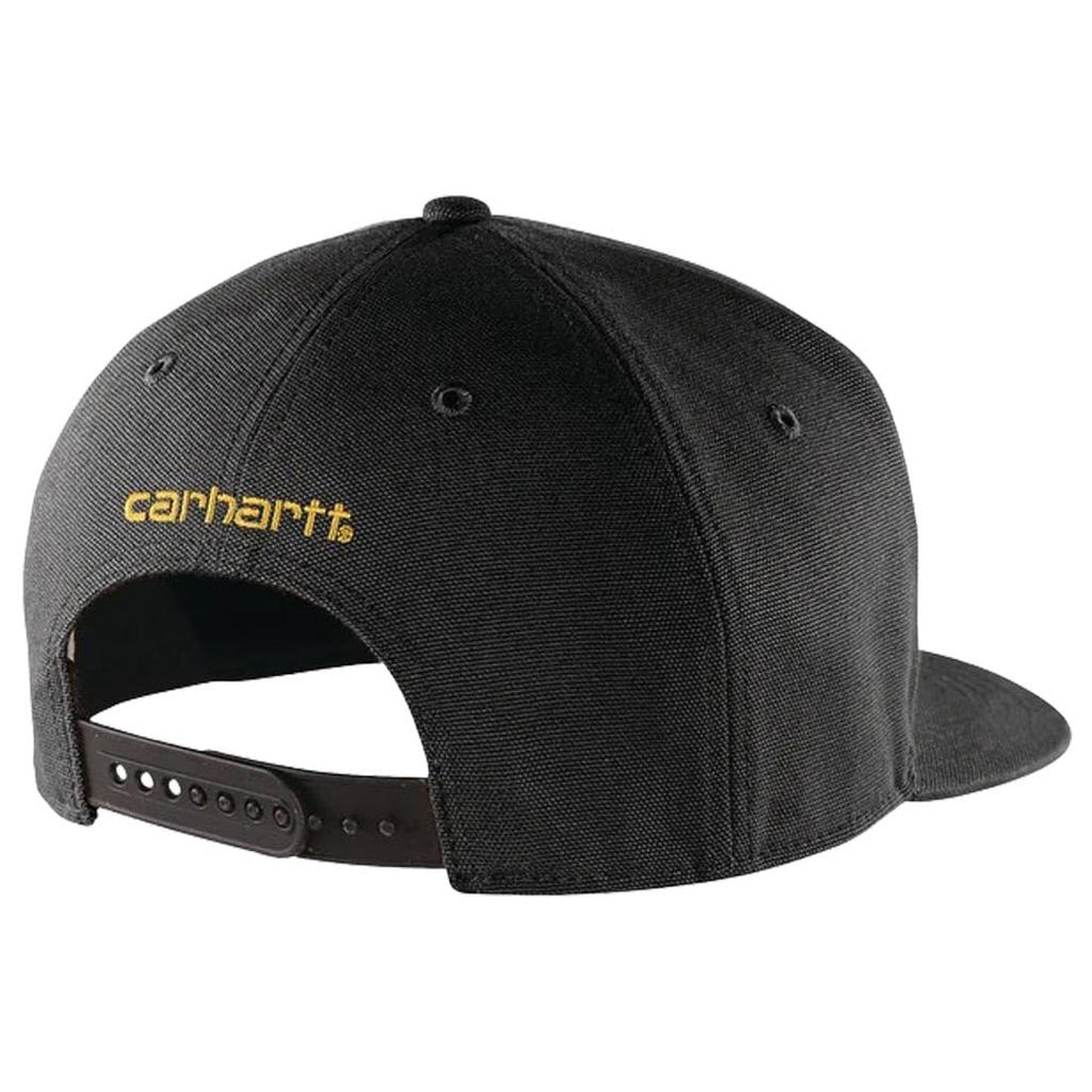 Carhartt Кепка из прочного утиного полотна с плоским козырьком, черная, однотонная, для мужчин и женщин, 106665, (001), Размер, 6 панелей, козырек, ткань, застежка-регулятор, простой дизайн, цвет,