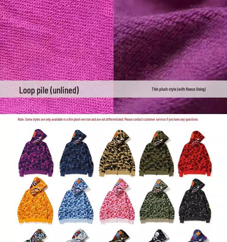 Модный Худи APE - Куртка-бомбер на молнии с камуфляжем "Акула", Версия для родителей и детей