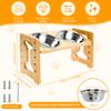 Elevated Dog Bowls Wood Tilted Adjustable Dogs Feeder Stand with Stainless Steel Food Bowls for Your Cat and Dog Pet Accessories
