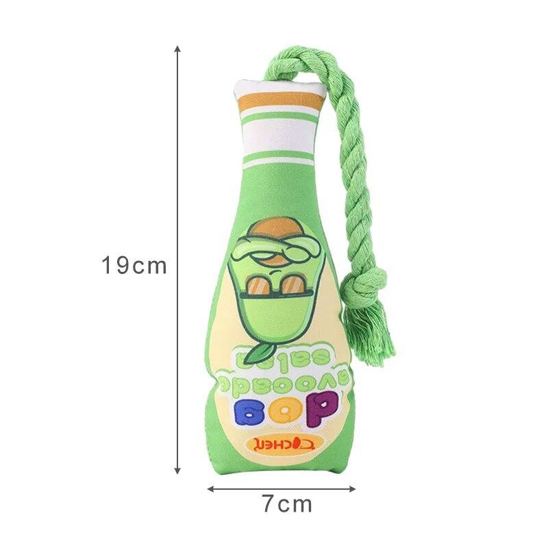 1 шт. забавная игрушка для собак в форме бутылки с джемом, хлопковая веревка, игрушки для домашних животных, устойчивые к укусам собак, скрипучие игрушки для жевания щенков, принадлежности для чистки зубов домашних животных