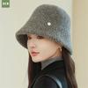 Particle Wool Bucket Hat Women Caps Wide Edge Sunshade Basin Hats Autumn Winter Warm Hat