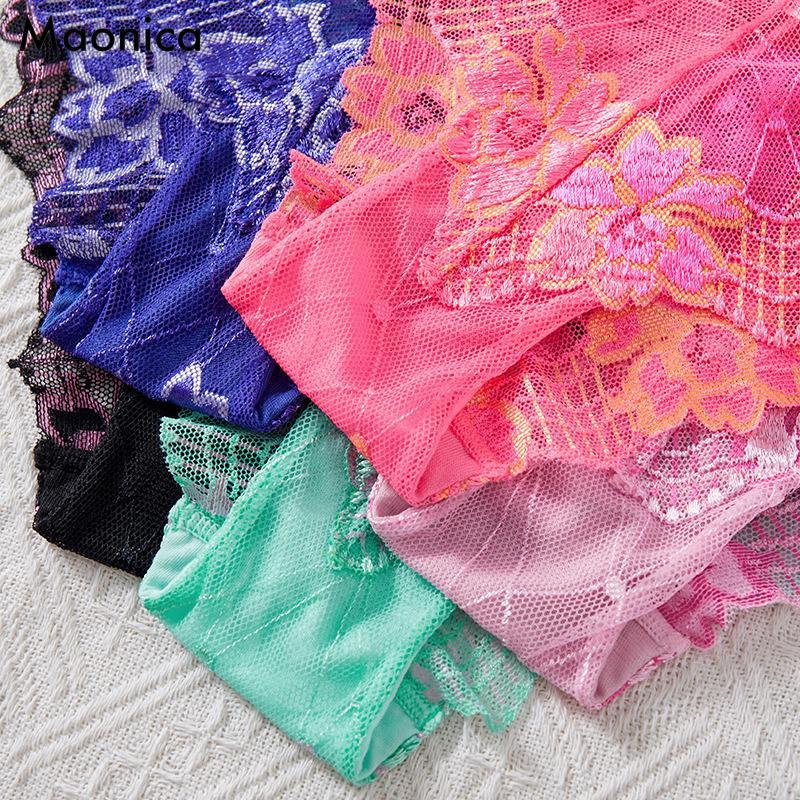 Европейский размер Женские радужные кружевные трусики Женские разноцветные ластовица из чистого хлопка Летние женские трусы Со средней посадкой Цвет леденца Нижнее белье