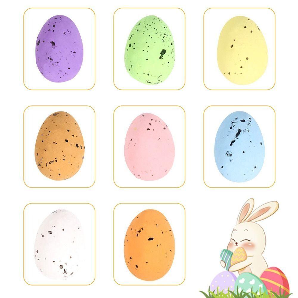 50/100Pcs New Speckled Foam Easter Eggs Painted Colorful Fake Foam Eggs Hanging Egg Ornaments Painted Bird Eggs Party Supplies