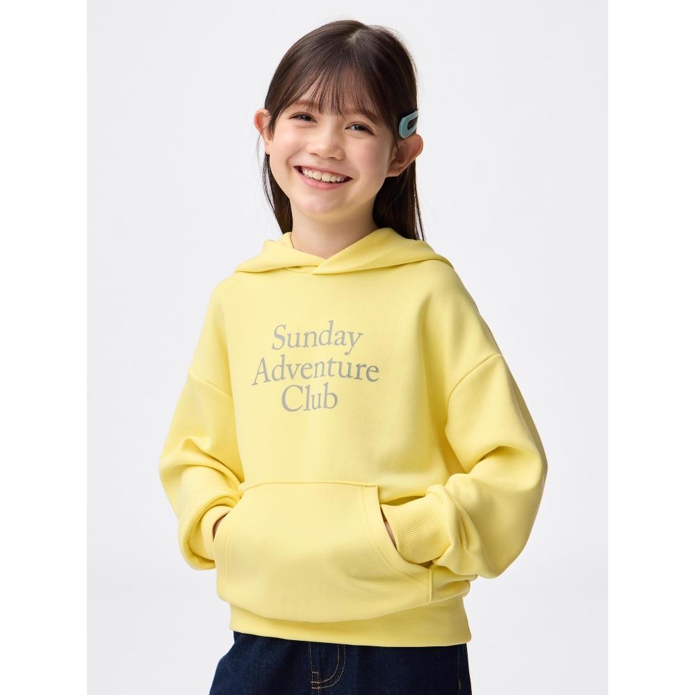 GU by Uniqlo Детская объемная толстовка с капюшоном Логотип