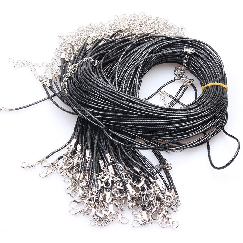 Черный шнур из натуральной кожи, регулируемая плетеная веревка длиной 45 см для DIY ожерелья, браслета, фурнитуры для изготовления ювелирных изделий