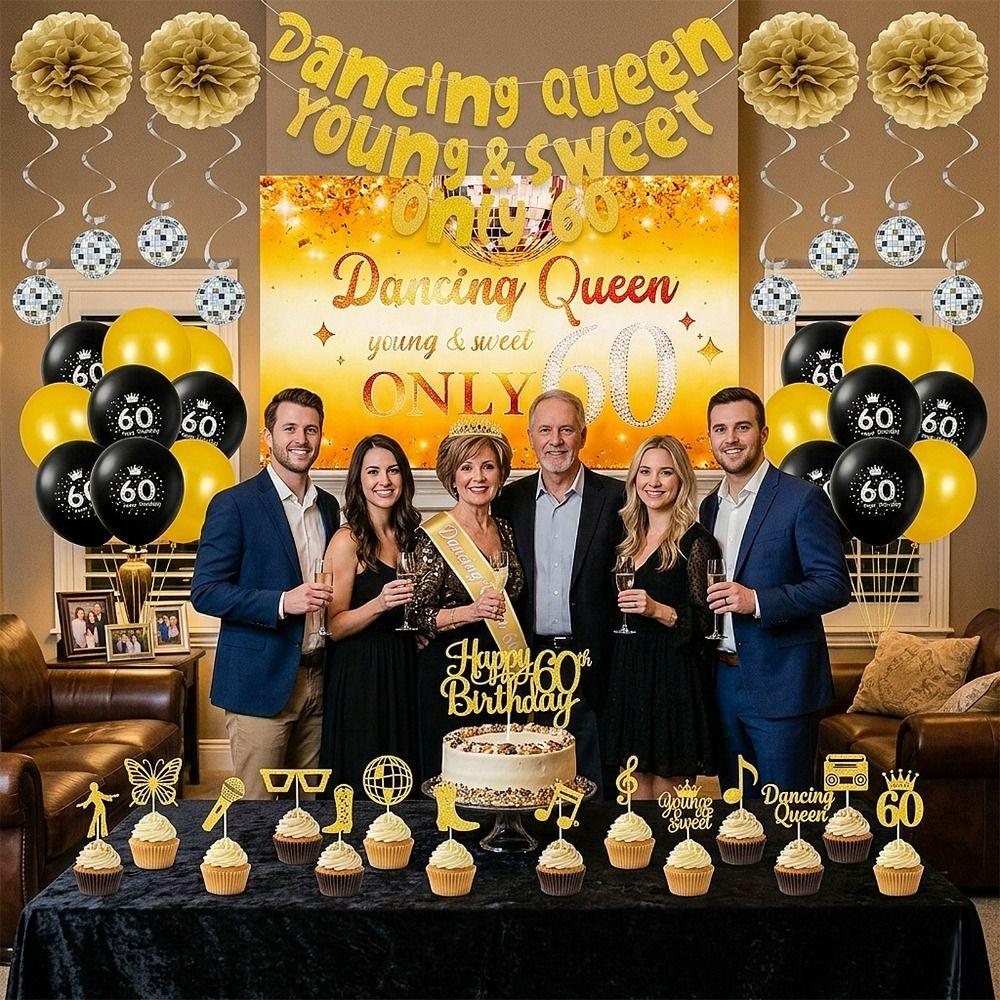 60 Years Old Dancing Queen Birthday Year 1966 Birthday Backdrop for Family