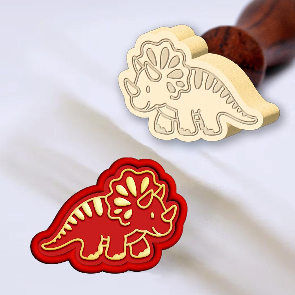 1set Wax Seal Envelope Gift Seal with Yellow Sandalwood Dinosaur 89~90mm