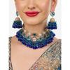 Сине-зеленые камни Кластерные бусины Бриллианты Чокер-ожерелье и серьги Набор для женщин