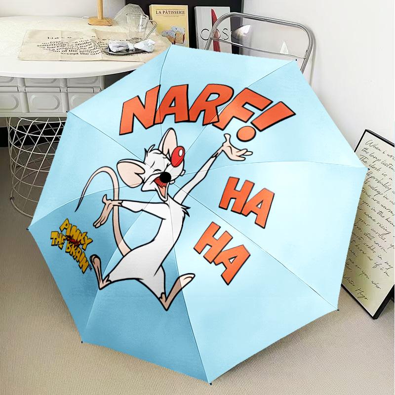 Pinky Brain's Adventure Umbrella Folding umbrella, automatic umbrella 8-Frame for Travel, camping Use Gift for Halloween Christmas