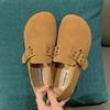 Fashion Faux Suede Leather Loafers Women Rivet Belt Flats Mocasines Ladies Garden Shoes Clogs Barefoot Tabis Comfy Slip On Walking Shoes