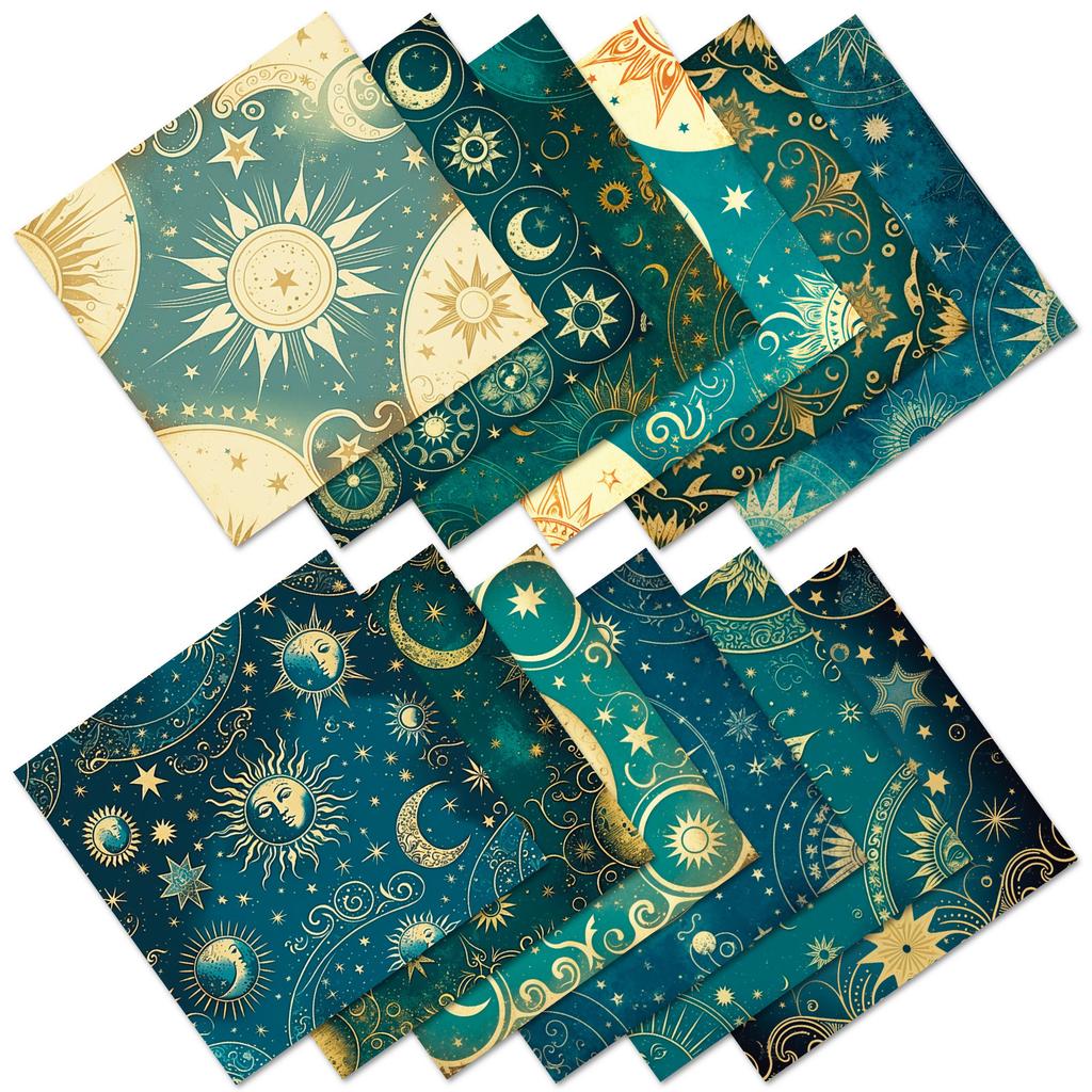 12 Pack Tarot Card Starry Sky Background Paper Diy Dream Universe Literary Material Paper
