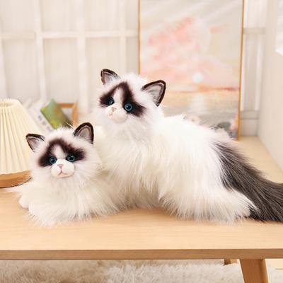 Имитация Длинношерстная Кукла Кошка Рэгдолл Милый Котенок Плюшевая Игрушка Кукла Подушка для Сна Подарок для Девочки
