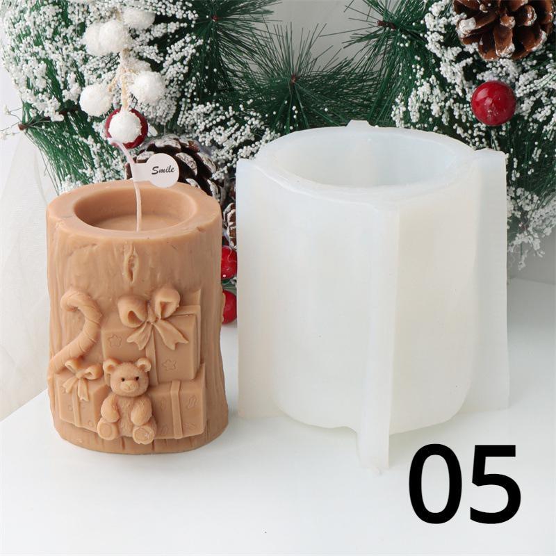 Творческий 3D пень дерева Свеча Силиконовая форма лось снеговик пень дерева Силиконовая форма рождественские украшения формы подарки новые