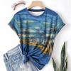 Футболка больших размеров в пляжном стиле с растительным принтом, повседневный топ с коротким рукавом для весны и лета, женская одежда больших размеров
