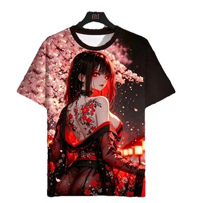 Harajuku Anime& Manga Girl 3D Print T‑Shirt, Unisex Summer Casual Tee, Crew Neck Short Sleeve, Kids Fashion Graphic T‑Shirt