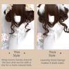 Synthetic Lolita Wig with Bangs Blonde Flower Bun Head Wig Short Curly Double Ponytail Bun  Girl