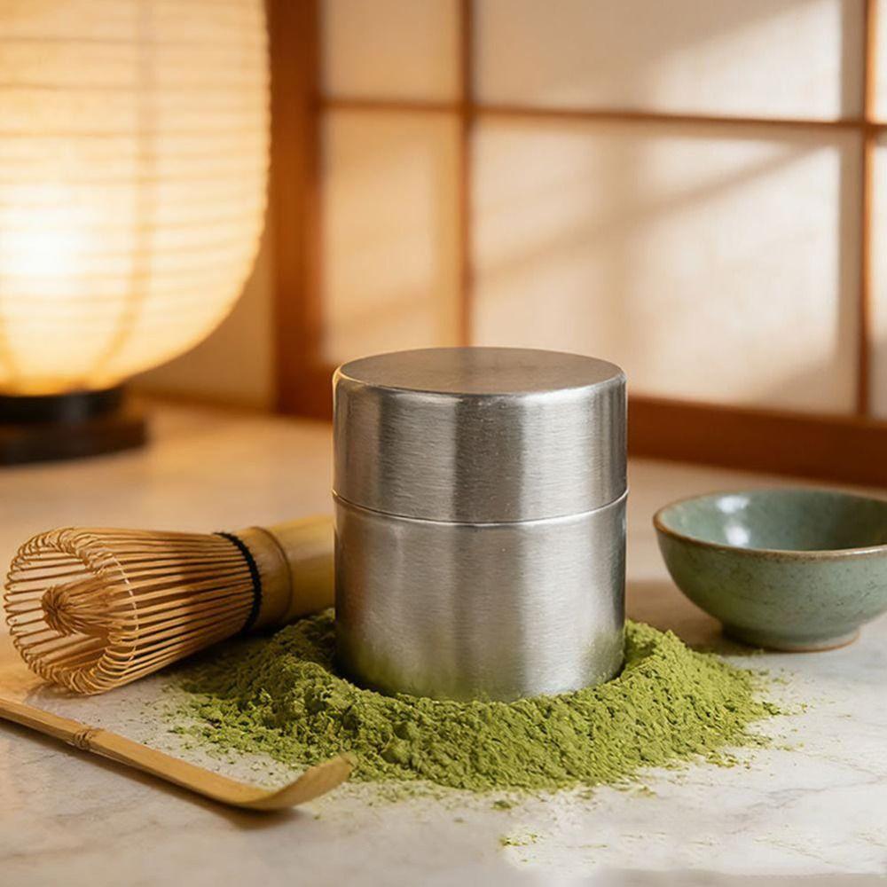 304 Stainless Steel Matcha Powder Jar Airtight Milk Powder Container Kitchen Storage