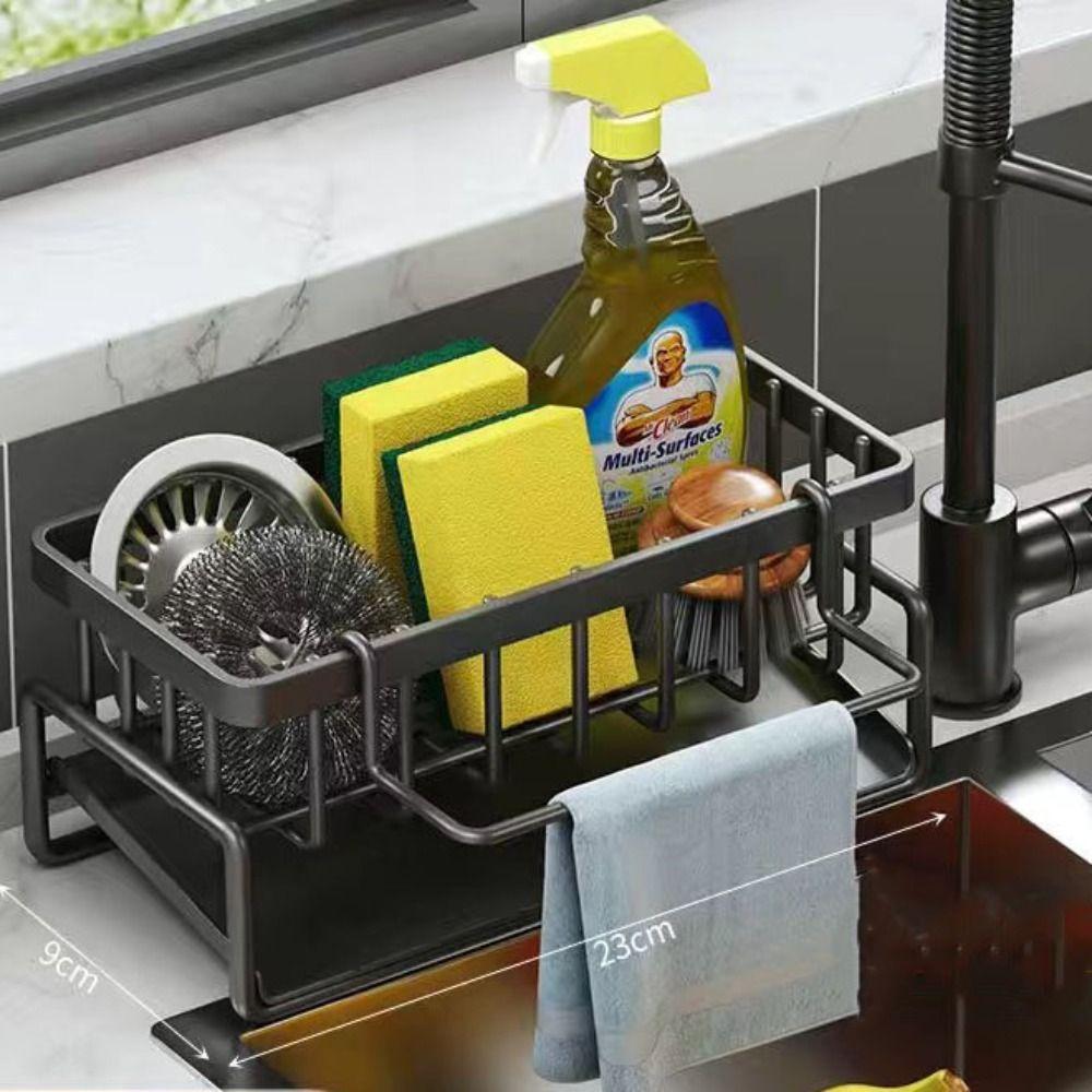 Adjustable Self-draining Sink Shelf Stainless Steel Drain Rack Sink Organizer Auto Drain Tray Soap