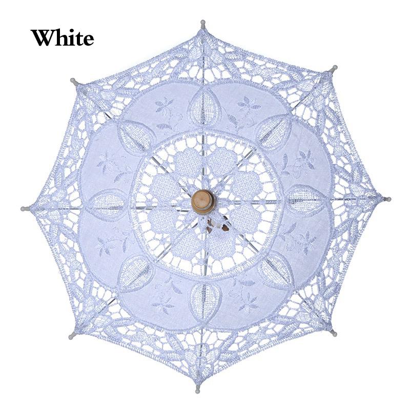 26/43cm Length Embroidery Lace Parasol Umbrella Wedding Decoration Photo Prop Flower Girl Umbrella Cotton Lace Kids Sun Umbrella