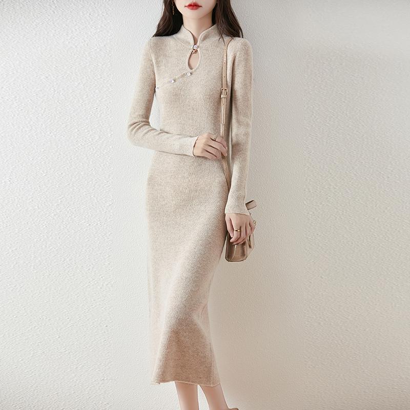 Женское платье-свитер 100% шерсть MODERN NEW SAGA вязаный длинный пуловер зимние джемперы шерстяное длинное платье женское