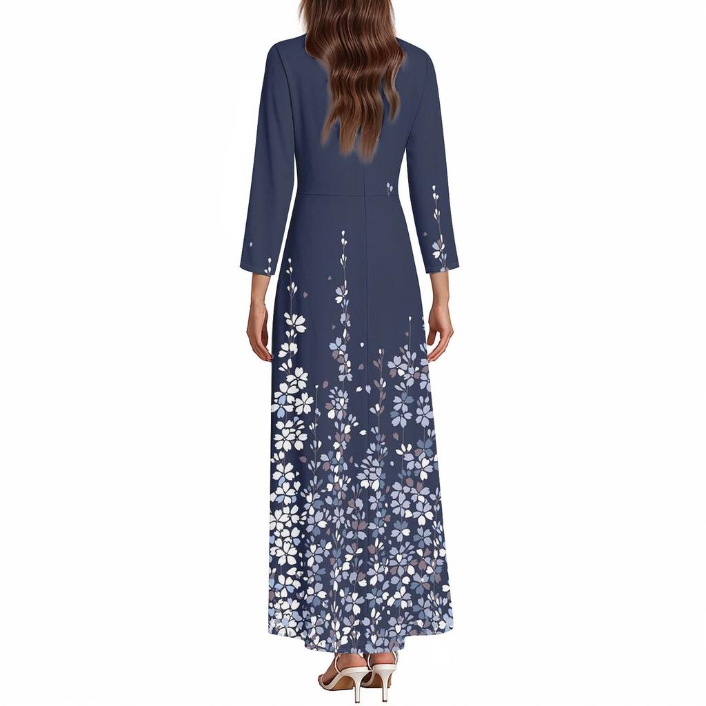 Платья для женщин Винтажное цветочное туниковое платье миди с завышенной талией Летнее повседневное платье с рукавом 3/4