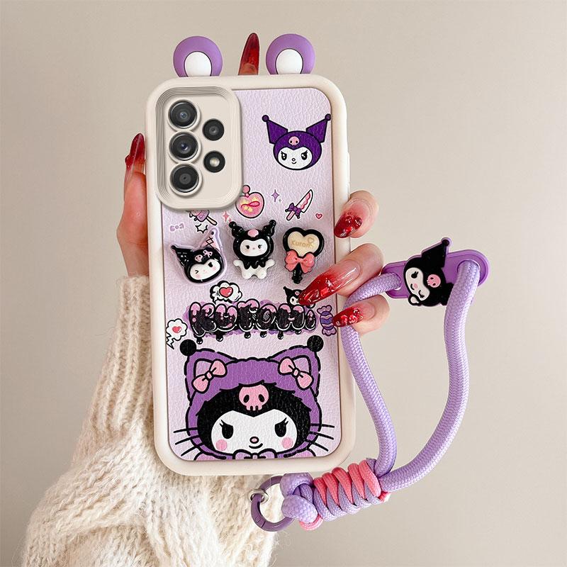 KEYSION Cute Ear 3D Cartoon Case for Samsung A52 5G A52S 5G with Bracelet Soft Silicone Shockproof Phone Cover for Galaxy A32 4G