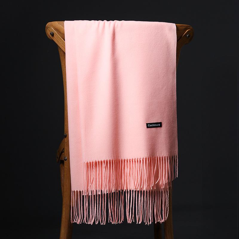 Spring And Autumn Winter New Scarf Women'S Tassel Imitation Cashmere Versatile Solid Color Scarf Dual Purpose Student Long Style Thickened